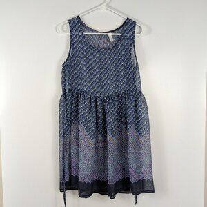 Xhilaration Blue Geometric Boho Sheer Dress NO LINER Size Medium